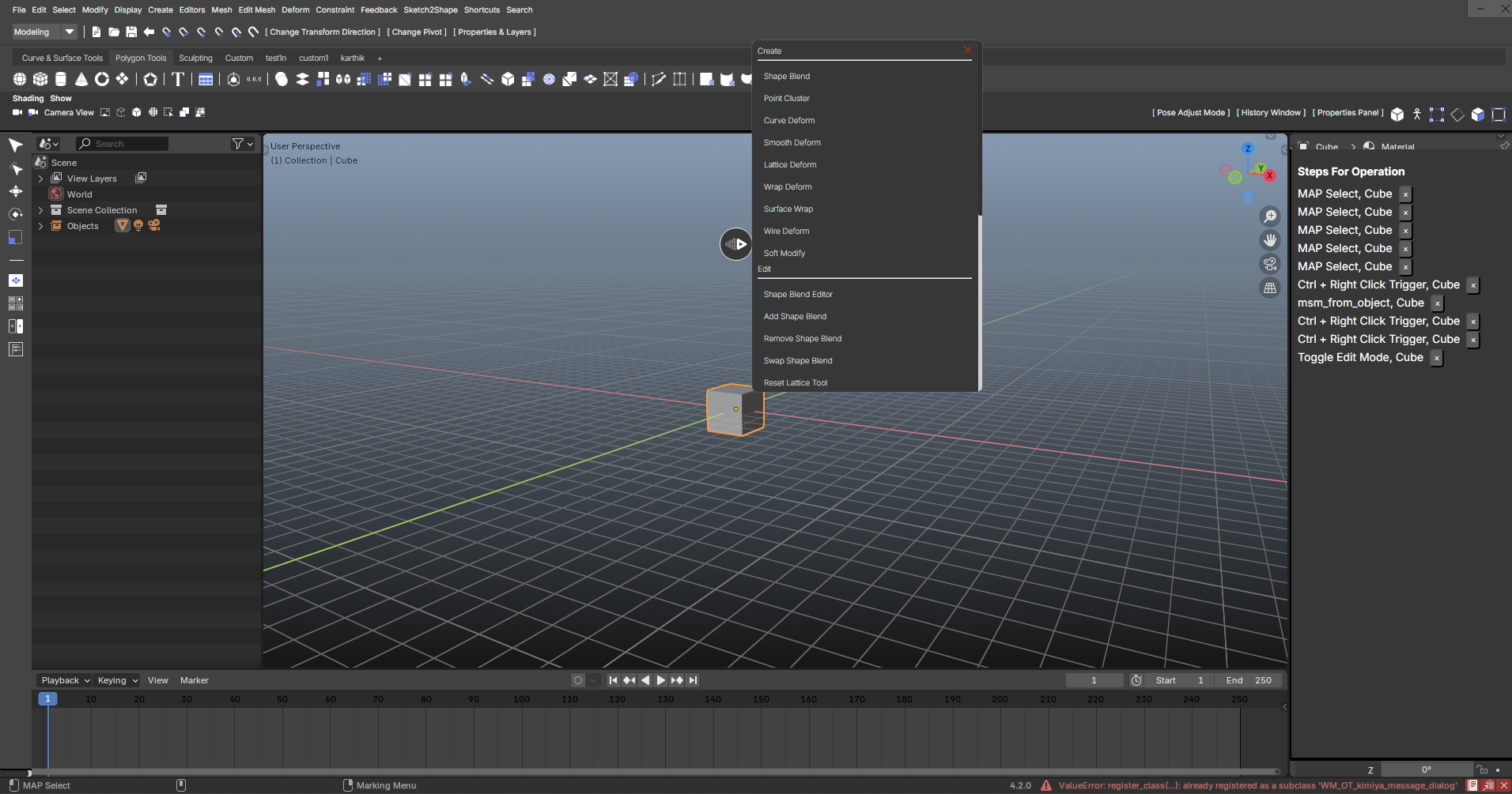 Modelling workspace
